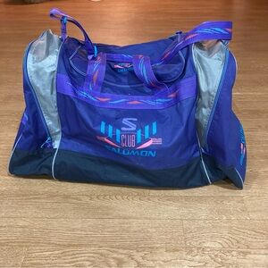 Salomon club purple and black retro vintage duffle bag